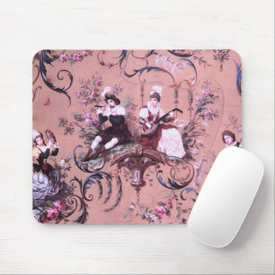 Tapis De Souris Vintage Toile rose Victorien Style Floral