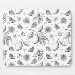 Tapis De Souris Vintage Tropical Fruit Lemon Floral