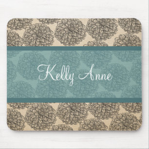 Tapis De Souris Vintage turquoise Zinnia Mousepad