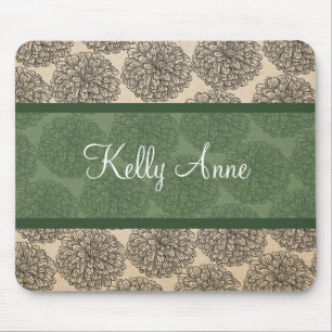Tapis De Souris Vintage vert Zinnia Mousepad
