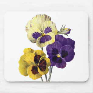 Tapis De Souris Vintage vieux tableau jaune violet panneaux de fle