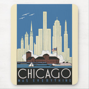 Tapis De Souris Vintage voyage Chicago a tout City Skyline