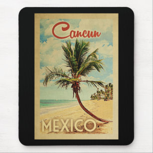 Tapis De Souris Vintage voyage de palmier de Cancun