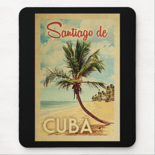 Tapis De Souris Vintage voyage de palmier Santiago de Cuba