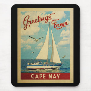 Tapis De Souris Vintage voyage de voilier du Cap May New Jersey
