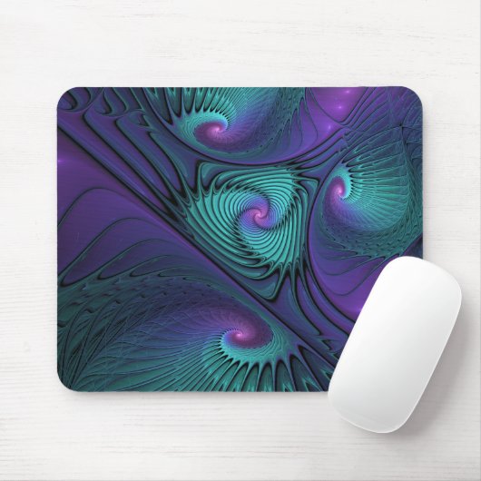 Tapis De Souris Violet rencontre Turquoise moderne art fractal abs (Avec souris)