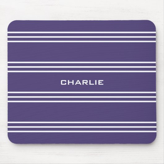 Tapis De Souris Violet Stripes personnalisé monogramme mousepac (Devant)