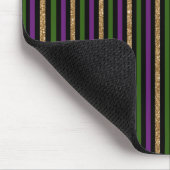 Tapis De Souris Violet, Vert, Noir, Faux Gold Stripes Mardi Gras (Coin)