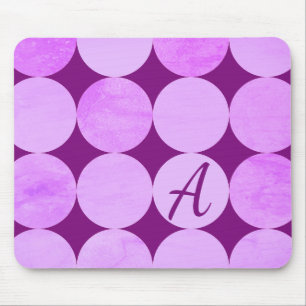 Tapis De Souris Violet, Violet Magenta et Cercles roses Monogramme