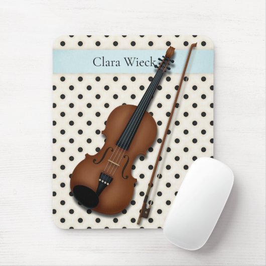 Tapis De Souris Violon sur Pois noir et ivoire coutume (bleu) (Avec souris)