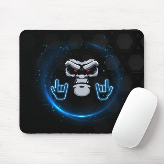Tapis De Souris Visage bleu et noir simple Gorilla (Avec souris)