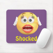 Tapis De Souris Visage choqué de bande dessinée d'émoticône de (Avec souris)