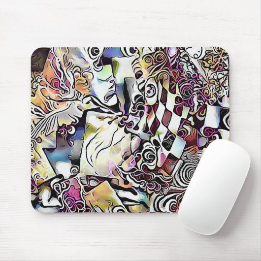 Tapis De Souris Visage dans un ornement abstrait (Avec souris)