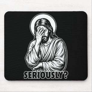 Tapis De Souris Visage de Jésus facepalm drôle chrétien religieux
