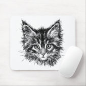 Tapis De Souris Visage de Kitten noir et blanc (Avec souris)