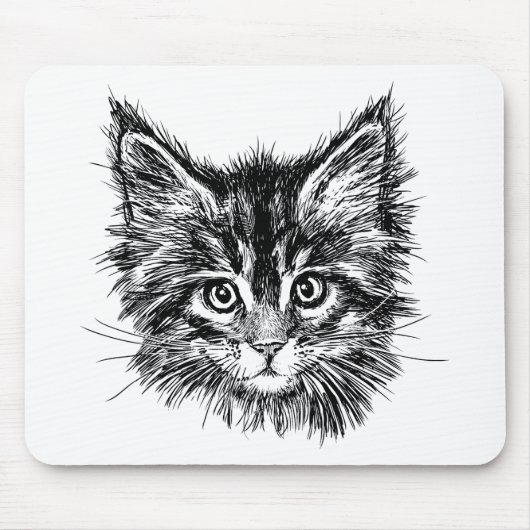 Tapis De Souris Visage de Kitten noir et blanc (Devant)