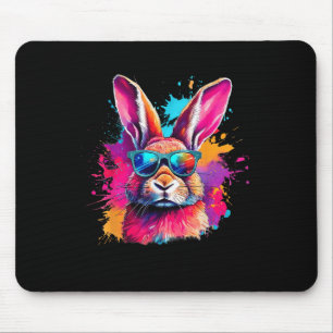 Tapis De Souris Visage De Lapin Coloré Avec Des Gles Joyeuses Chem