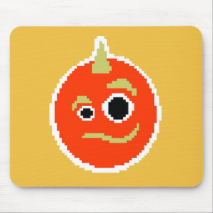 Tapis De Souris Visage de monstre orange mignon pixelisé 