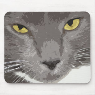 Tapis De Souris Visage gris artistique de chat