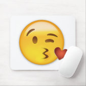 Tapis De Souris Visage Jeter Un Baiser Emoji (Avec souris)