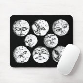 Tapis De Souris Visages de lune Mousepad - noir (Avec souris)