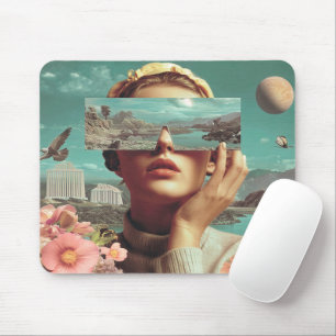 Tapis De Souris Vision de paysage surréaliste, Portrait féminin su