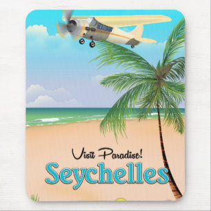 Tapis De Souris Visitez Paradis ! Affiche de voyage aux Seychelles