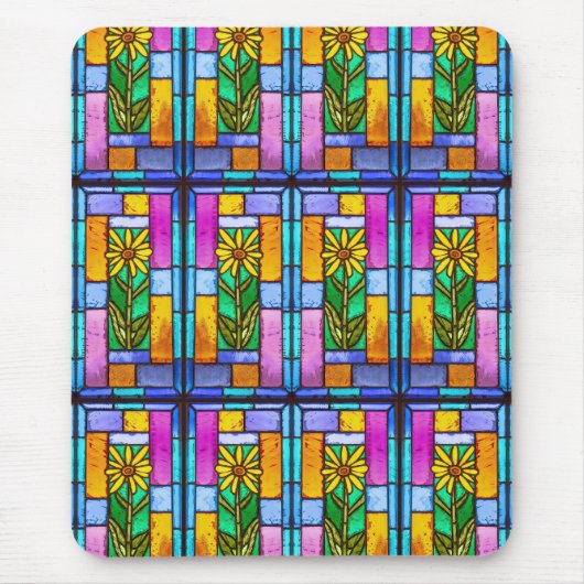Tapis De Souris Vitrail Jaune marguerite (Devant)