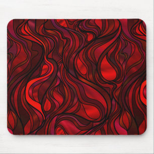Tapis De Souris Vitrail rouge Abstrait