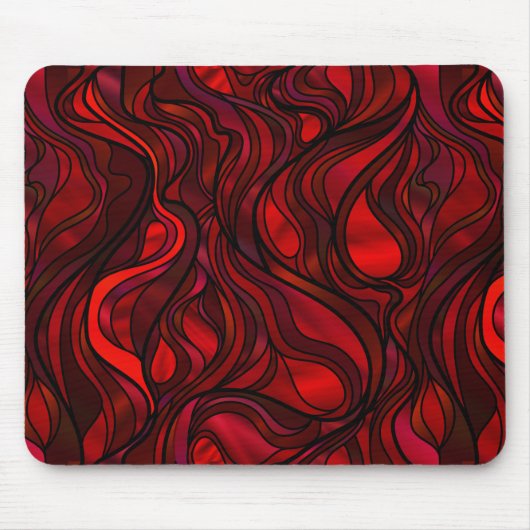 Tapis De Souris Vitrail rouge Abstrait (Devant)
