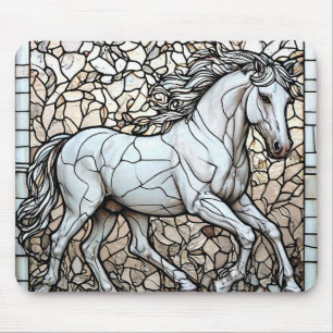 Tapis De Souris Vitraux Cheval Blanc Pour Amateurs de Chevaux