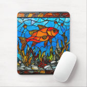 Tapis De Souris Vitraux de poisson rouge (Avec souris)