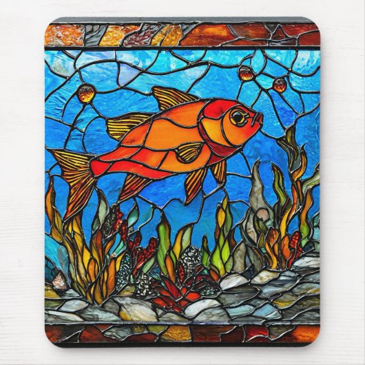 Tapis De Souris Vitraux de poisson rouge (Devant)