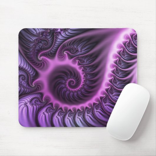 Tapis De Souris Vivid Cool Abstrait rose violet Fractal Art Spiral (Avec souris)