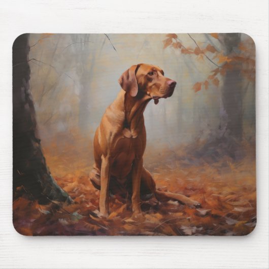 Tapis De Souris Vizsla à l'automne Feuilles automne Inspire (Devant)