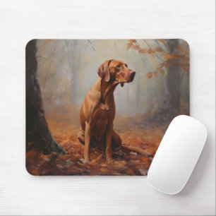 Tapis De Souris Vizsla dans les feuilles d'automne qui tombent ins