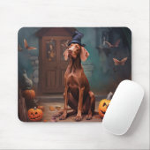 Tapis De Souris Vizsla Potirons Halloween Effrayant (Avec souris)