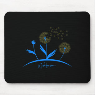 Tapis De Souris Vœu de pissenlit d'Ukraine pour la paix Drapeau uk