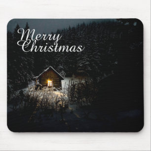 Tapis De Souris Vœux de Noël avec Maison de Sorcière