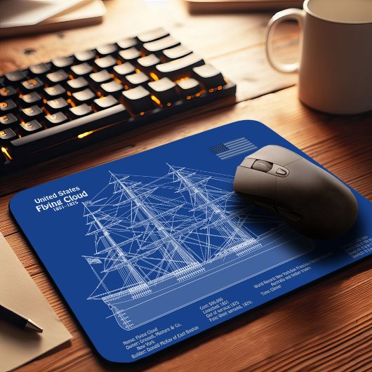 Tapis De Souris Voilier Clipper Flying Cloud - Plan ABD