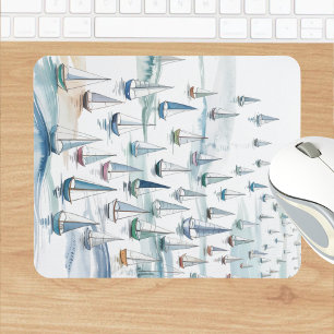 Tapis De Souris Voiliers à l'aquarelle en mer Nautique