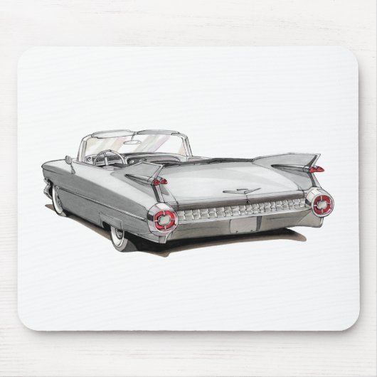 Tapis De Souris Voiture 1959 de blanc de Cadillac (Devant)