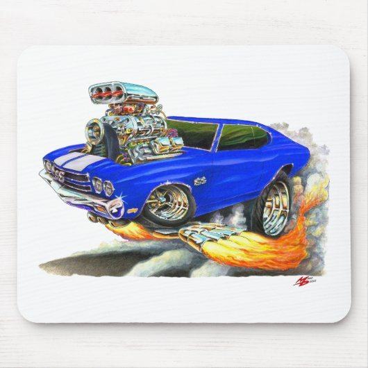 Tapis De Souris Voiture 1970 Bleu-Blanche de Chevelle (Devant)