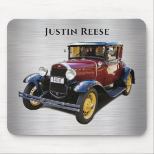 Tapis De Souris Voiture ancienne, nom, argent brossé