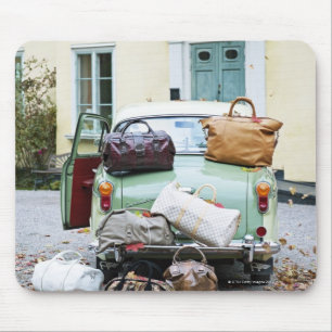 Tapis De Souris Voiture vintage avec un bon nombre de bagage