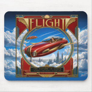 Tapis De Souris Voiture volante rouge Art Nouveau