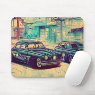 Tapis De Souris Voitures classiques Abstraites des années 1950