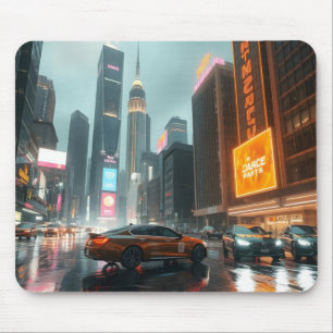Tapis De Souris Voitures de la ville des gratte-ciel Cyberpunk