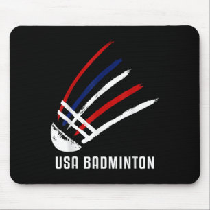 Tapis De Souris Volant de Badminton Usa Rouge Blanc Bleu