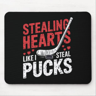 Tapis De Souris Voler Coeurs Hockey Comme Je Voler Puck Valentine